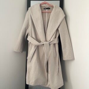 Zara Off-White Wool Blend Coat